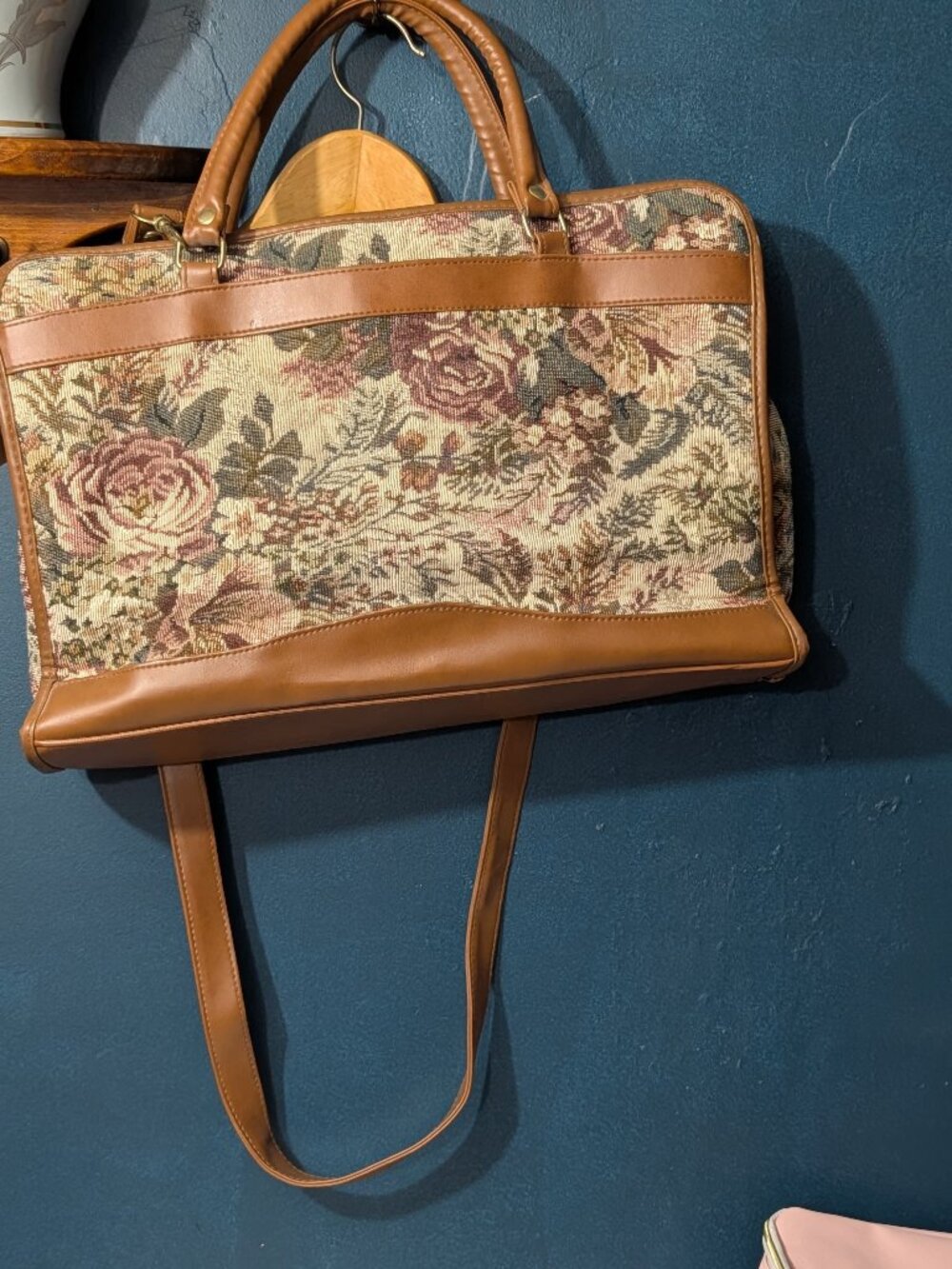Vintage Floral Tapestry Weekender Bag Cottagecore Grandmillennial Carpert Bag - Picture 5 of 15
